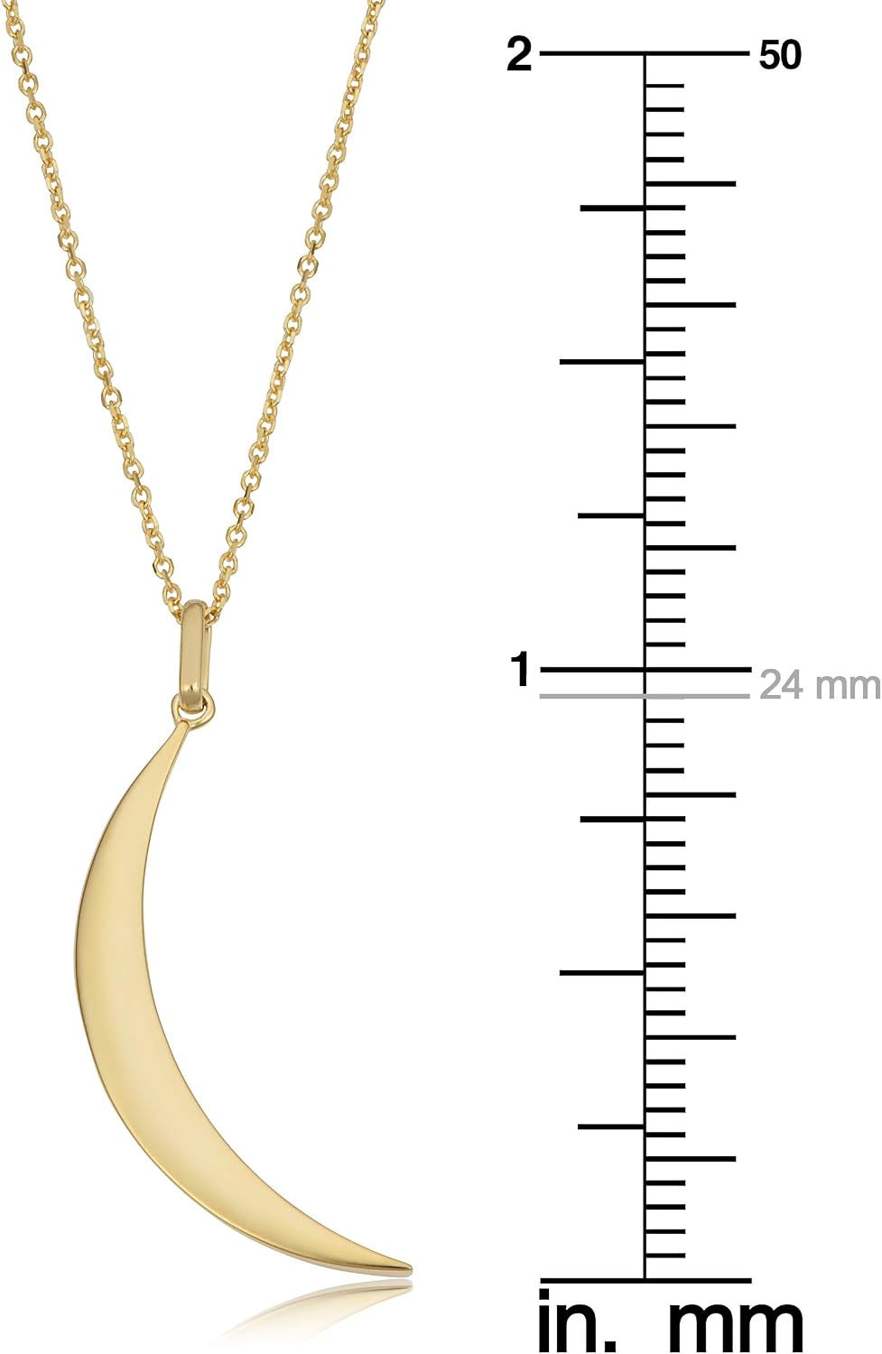 Kooljewelry 10k Yellow Gold Crescent Moon Pendant on Cable Chain Necklace (18 inch)