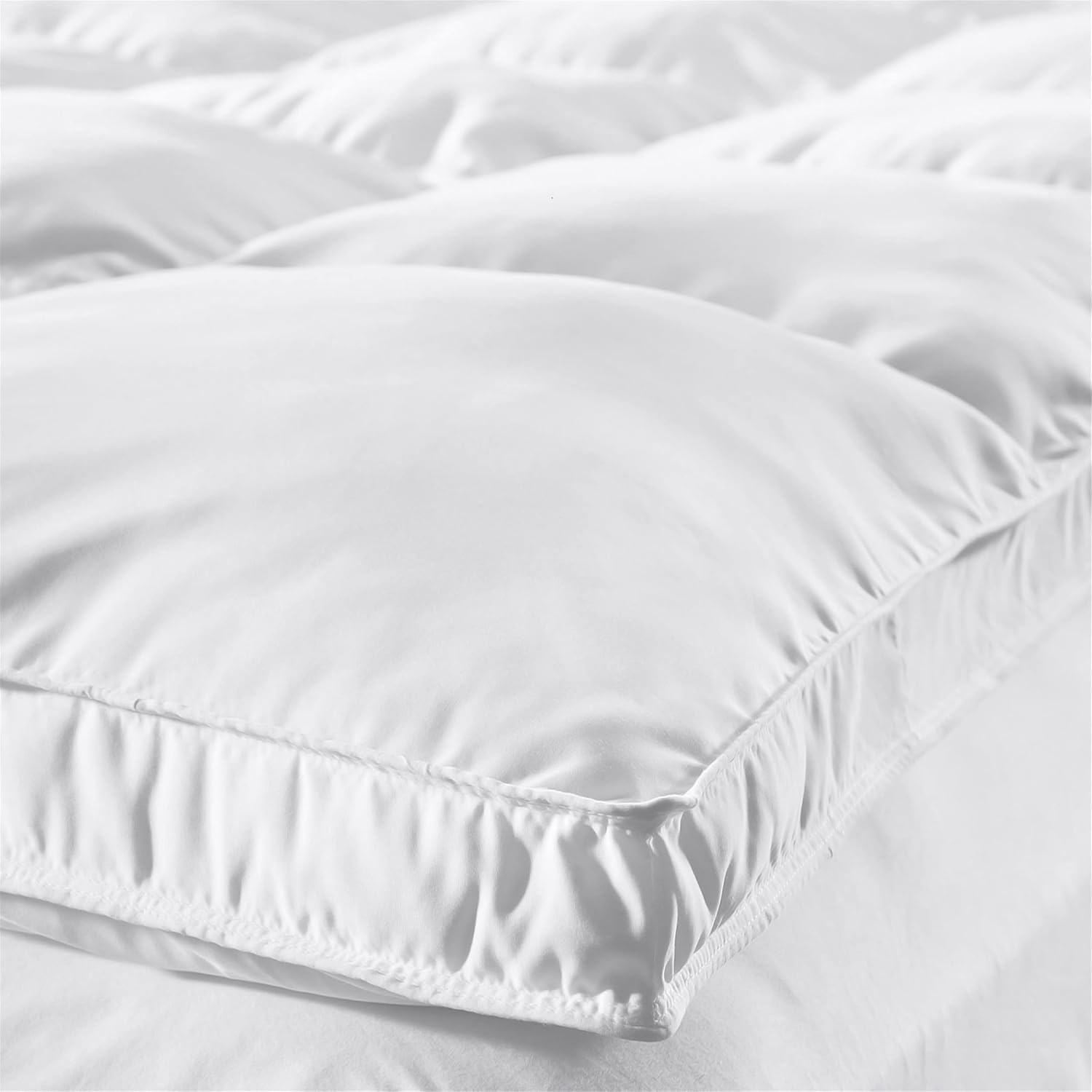 Superior Mattress Topper, Down Alternative, 2 Inch Deep Sized Bed Pillow Top, Comfort Pad, Fluffy Mattress-Topper Protector, Plush Cooling Extra Soft, Hotel Quality, California King, White