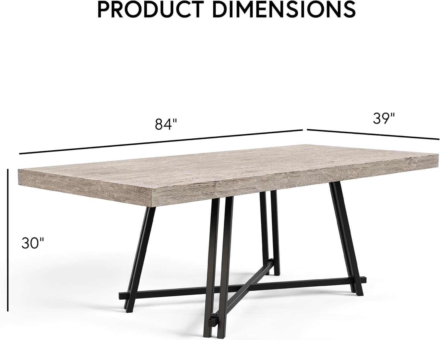 Furniture of America Lestara Modern Solid Wood 84-inch Rectangle Dining Table with Trestle Base, Seats up to 6, Easy Assembly, for Home, Kitchen, Living Room, Black