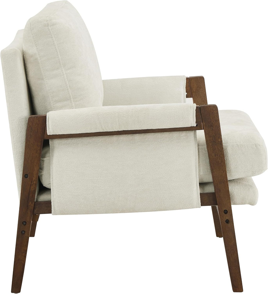 Roundhill Furniture Kelly Mid-Century Modern Accent Armchair, White