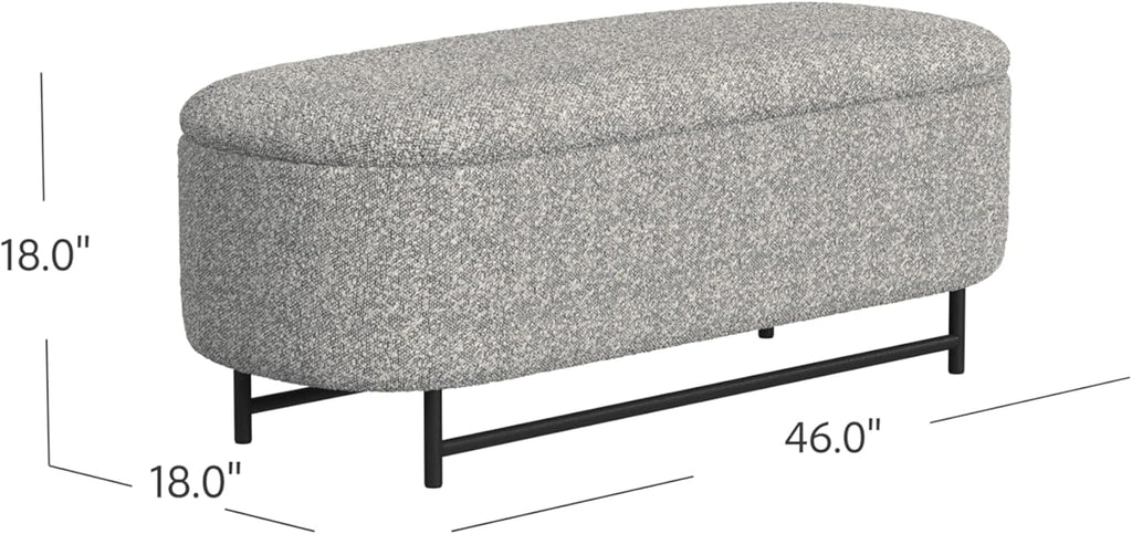 HomePop 46' Ellipse Storage Bench with Metal Legs - Cream Boucle with Gray Yarns