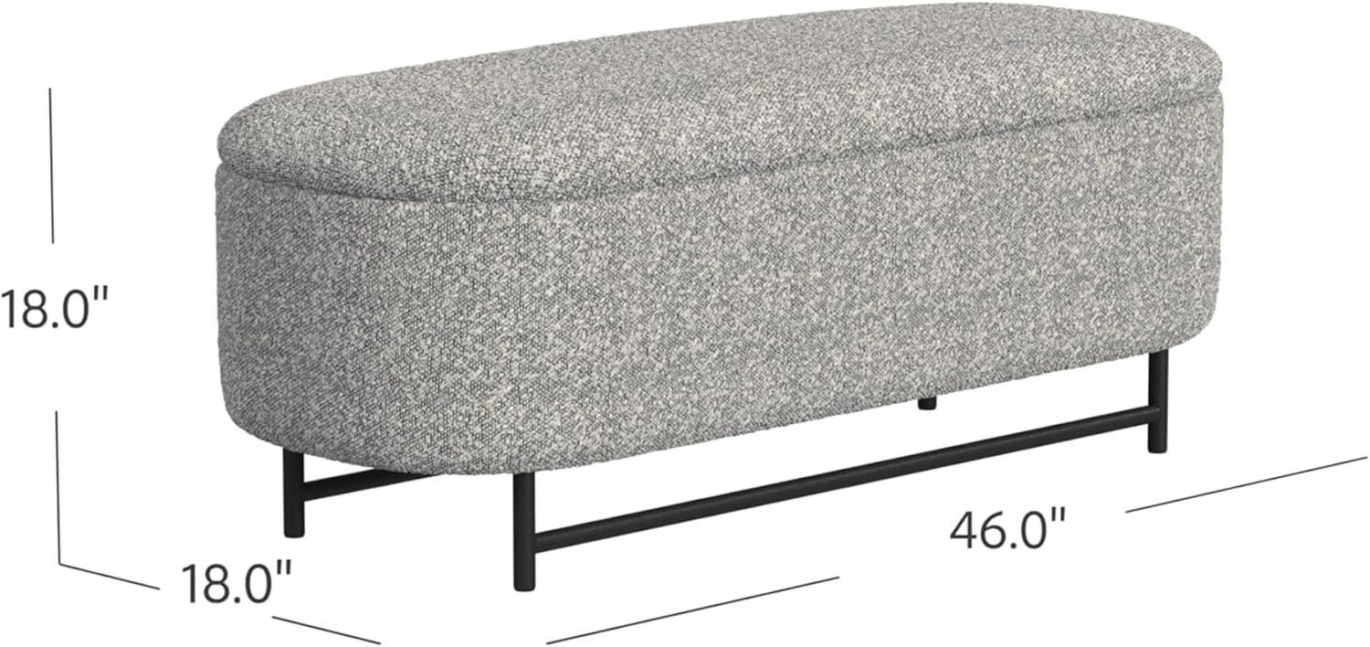 HomePop 46' Ellipse Storage Bench with Metal Legs - Cream Boucle with Gray Yarns