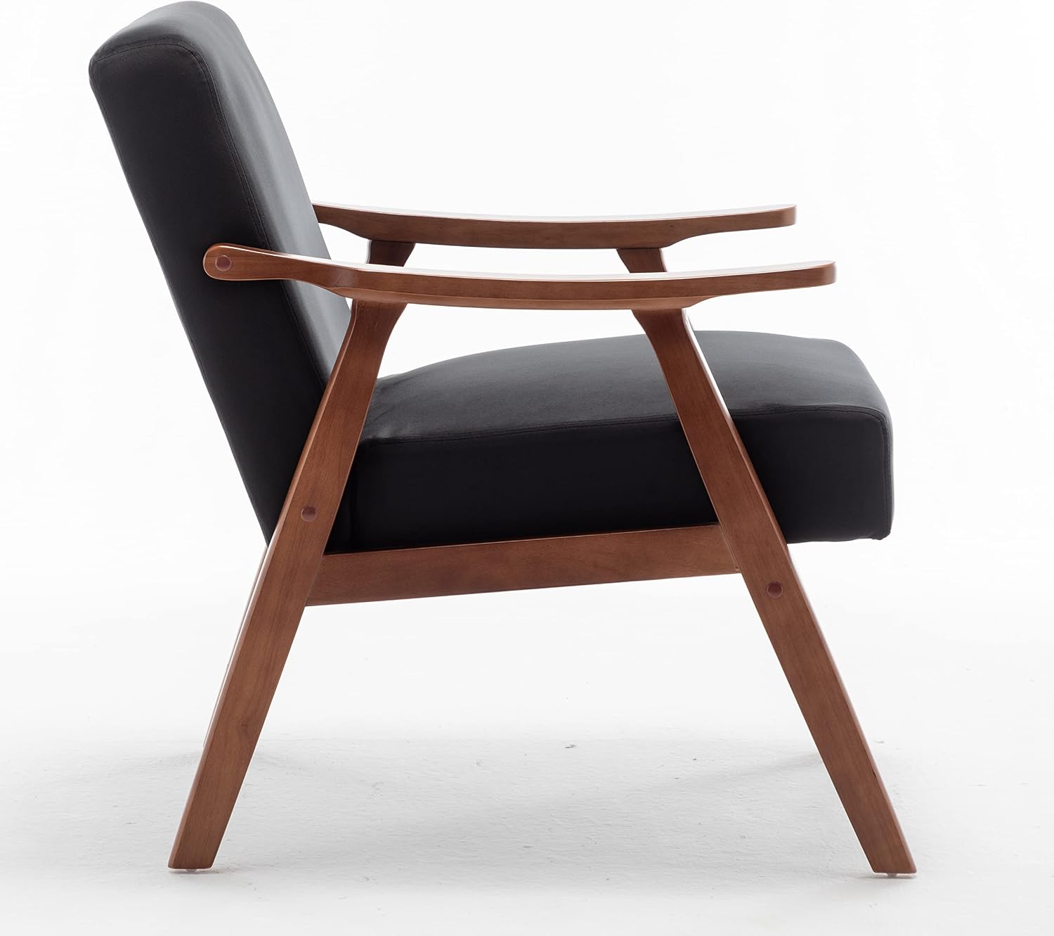 Container Furniture Direct Accent Chair with Microfiber Upholstery and Solid Wood Frame, Classic Mid-Century Modern Living Room Furniture for Extra Seating, Black