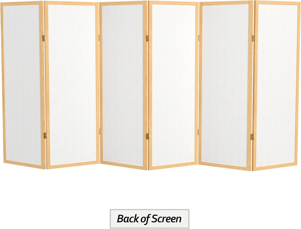 4 ft. Short Window Pane Shoji Screen - Natural - 6 Panels