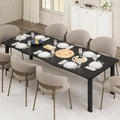 Dining Table for 6-8, 79 Inch Rectangular Kitchen Table with Wave Irregular Edge, Sturdy Metal Legs,Industrial Wooden Long Table for Dining Room, Home Office, Black