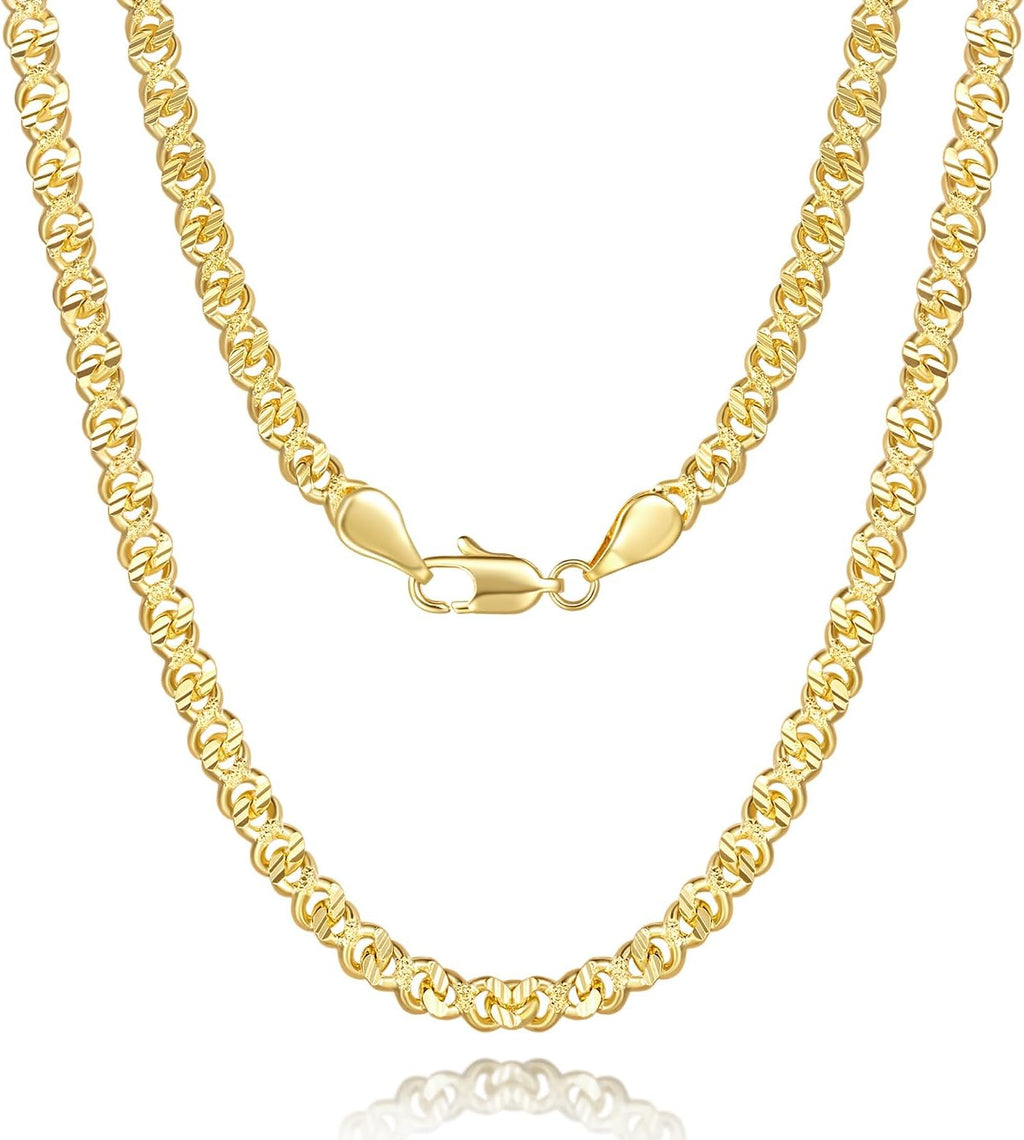 14K Gold Necklaces for Women Gold Necklace for Women Diamond-Cut Cuban Link Chain for Womens Cuban Link Chain for Men Traditional Artistry with Modern Flair Chunky Necklace Chains for Womens