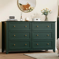 IDEALHOUSE Green 6 Drawer Dresser for Bedroom, 54' Wide Dresser with Deep Drawers & Metal Knobs, Modern Large Wooden Chests of Drawers for Entryway, Hallway