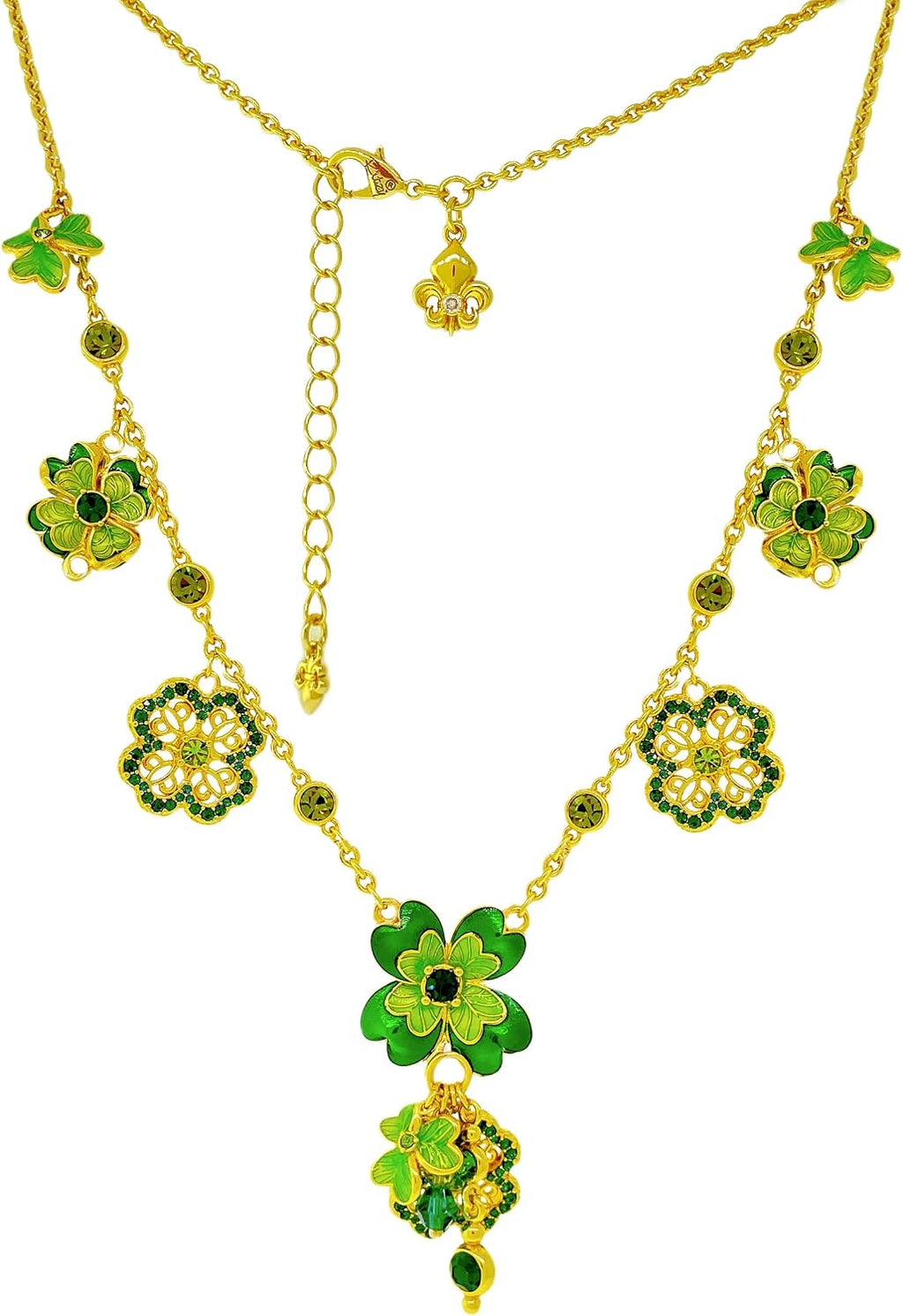 Shamrock St Patricks 18' Charm Necklace by Ritzy Couture DeLuxe-18k Gold Plating