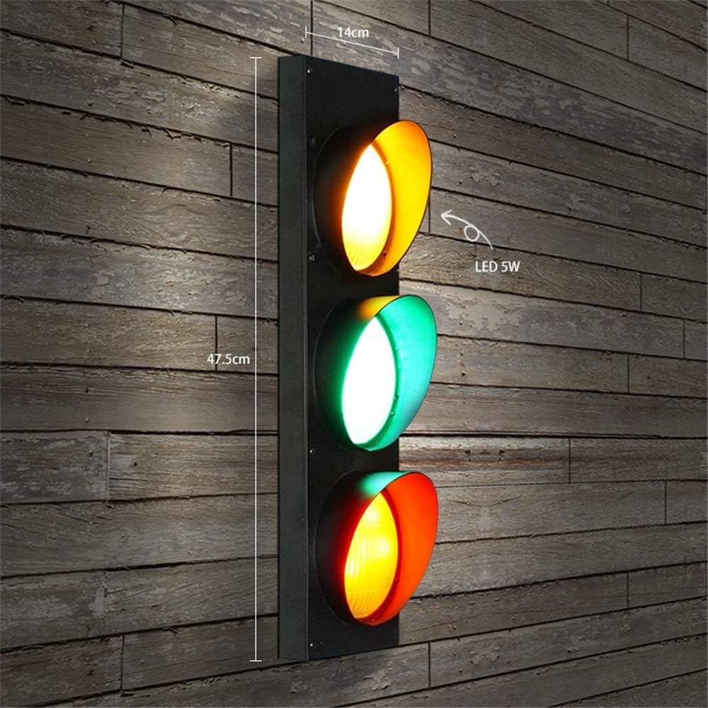 Outdoor Lamp Post Lights, LED Traffic Signal Wall Lamp with Switch, Tricolor Red Green Yellow Spotlights for Indoor/Outdoor Use, Warning Sconce for Bars and Street Signs (A)