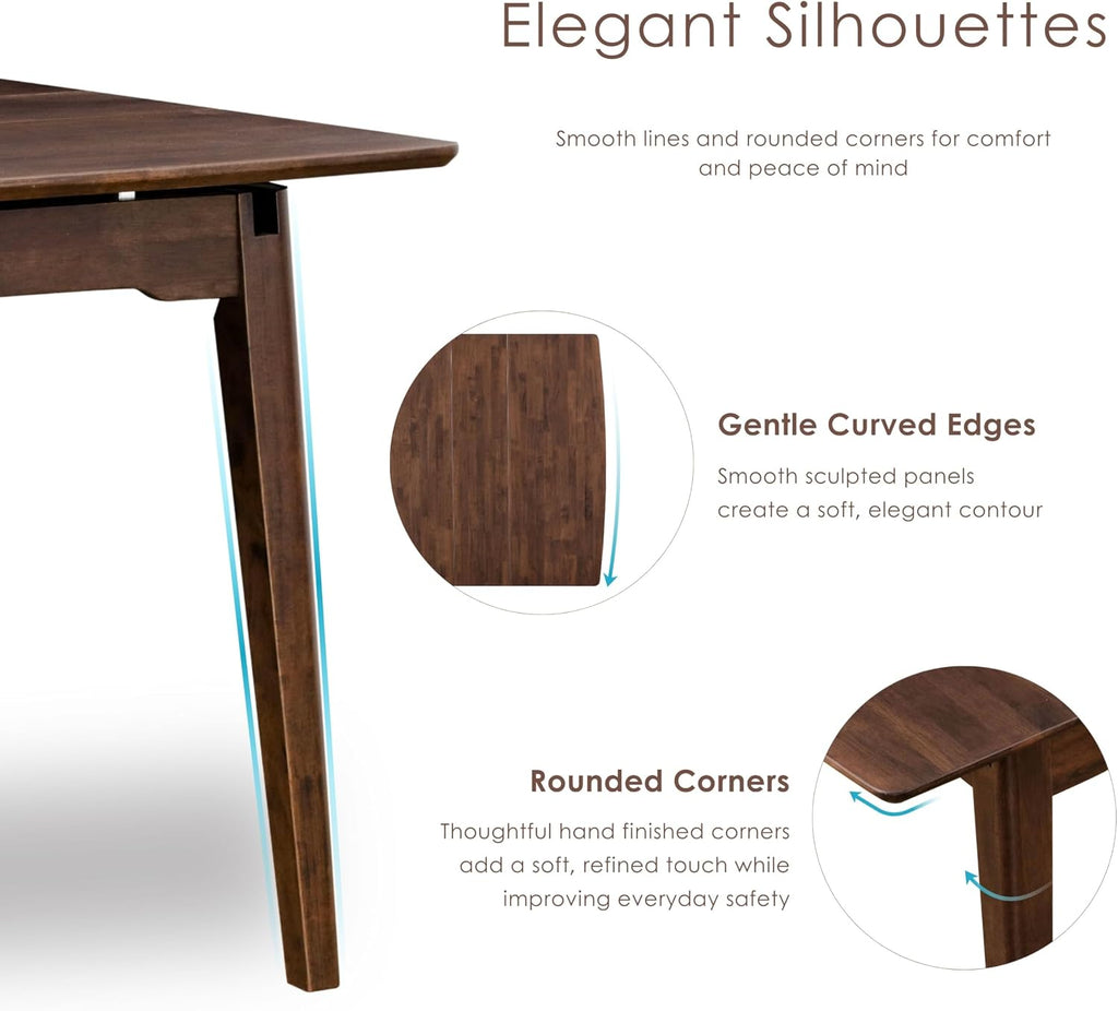 Furniture of America Nazaen Modern Solid Wood 63.9-inch Extendable Rectangular Dining Table with Pop-Up Mechanism, Self-Storing Leaf for Home Kitchen, Dinettes, Rich Walnut