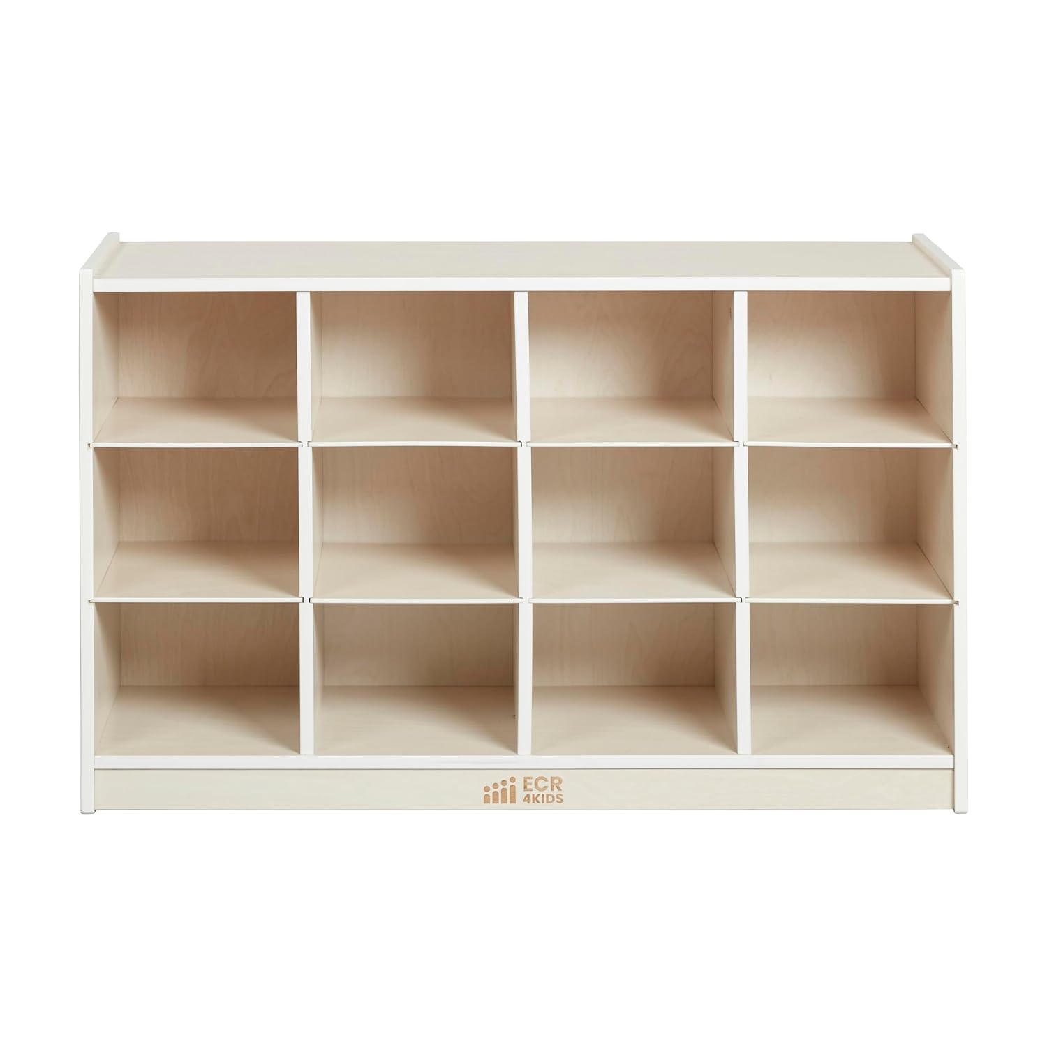 ECR4Kids 12 Cubby Mobile Tray Storage Cabinet, 3x4, Classroom Furniture, White Wash