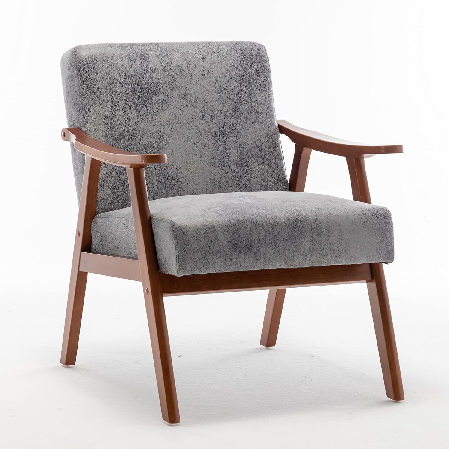 Container Furniture Direct Accent Chair with Microfiber Upholstery and Solid Wood Frame, Classic Mid-Century Modern Living Room Furniture for Extra Seating, Spotted Grey