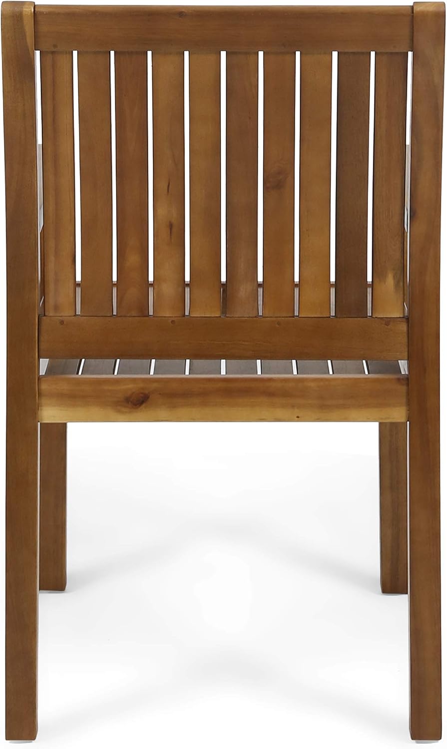 Christopher Knight Home Teague Outdoor Acacia Wood Dining Chairs (Set of 2), Teak Finish