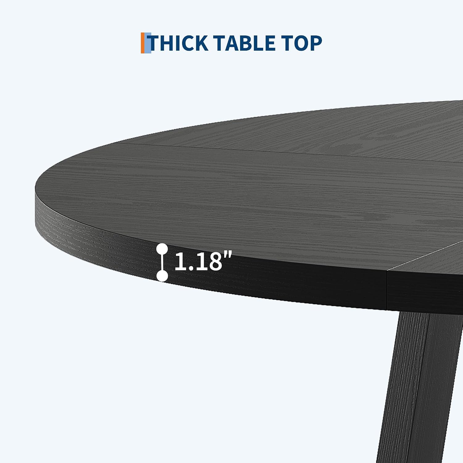 IDEALHOUSE 47 Inch Round Dining Table for 4-6 People, Circle Kitchen Table with Cross Base, Farmhouse Wood Dinner Table for Apartment, Black