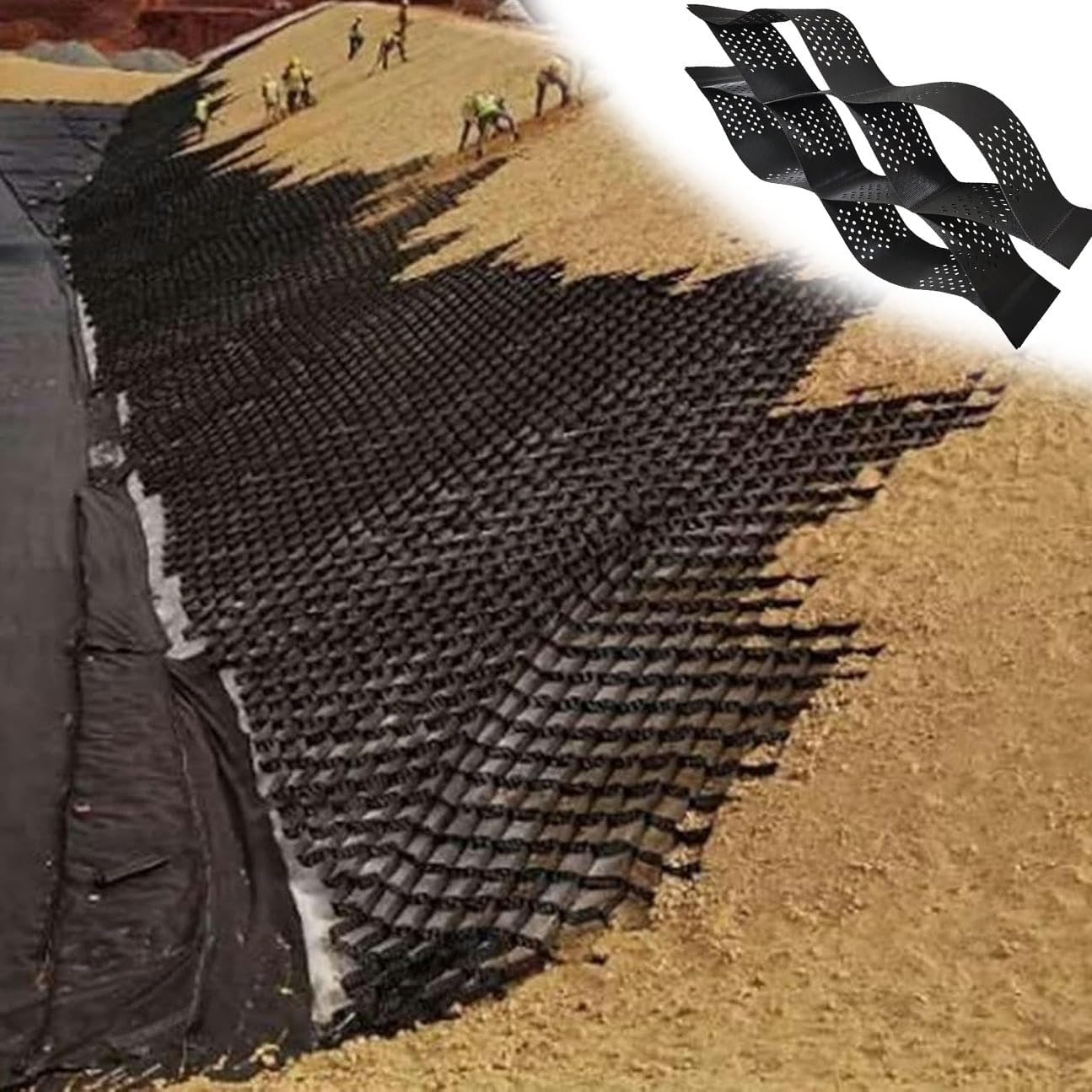 2' Thick Expandable Ground Grid Stabilizer, Length 13 ' 16'19'19.7 Ft HDPE Gravel Stabilizer Grid Landscape Staples Pea Gravel Grid for Driveway(H 10cm/4in,3x20ft/1x6m)