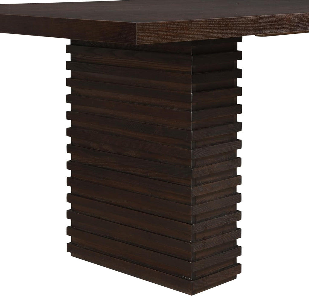 Christopher Knight Home Kaiya Modern Minimalist Wood Dining Table for 6-10 People, Rectangular Dining Room Table, Pedestal Kitchen Table, Ideal for Restaurant/Family Gatherings, Dark Brown