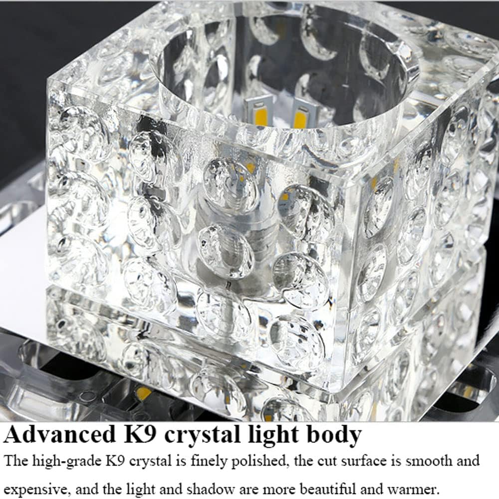 6 Piece Modern Crystal LED Downlights - Square Ceiling Spotlights for Indoor Bedroom Home Lighting - Warm White 5W/3W