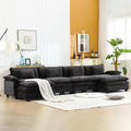 Oprisen 154' Modular Sectional Sofa, Comfy Cloud Couch Sectional Sofa with Ottoman, Chenille Sofa Sleeper Deep Seat Sofa with Throw Pillows for Living Room (Black, 154'- U Shape)