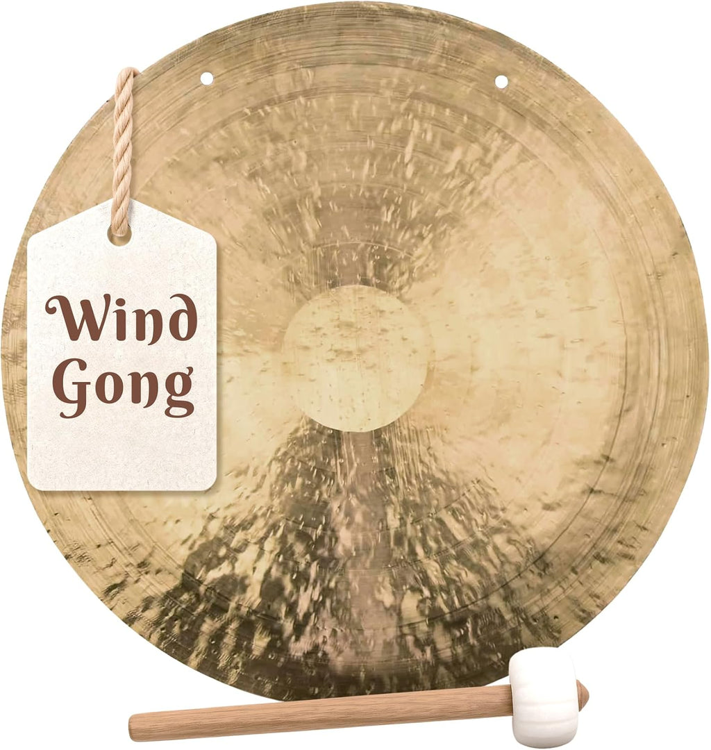 The Gong Shop Handcrafted Chinese Gong - Rich Wash & Deep Resonant Tones for Meditation, Sound Healing, Yoga or Home Decor - Stand Not Included (60' Wind Gong)