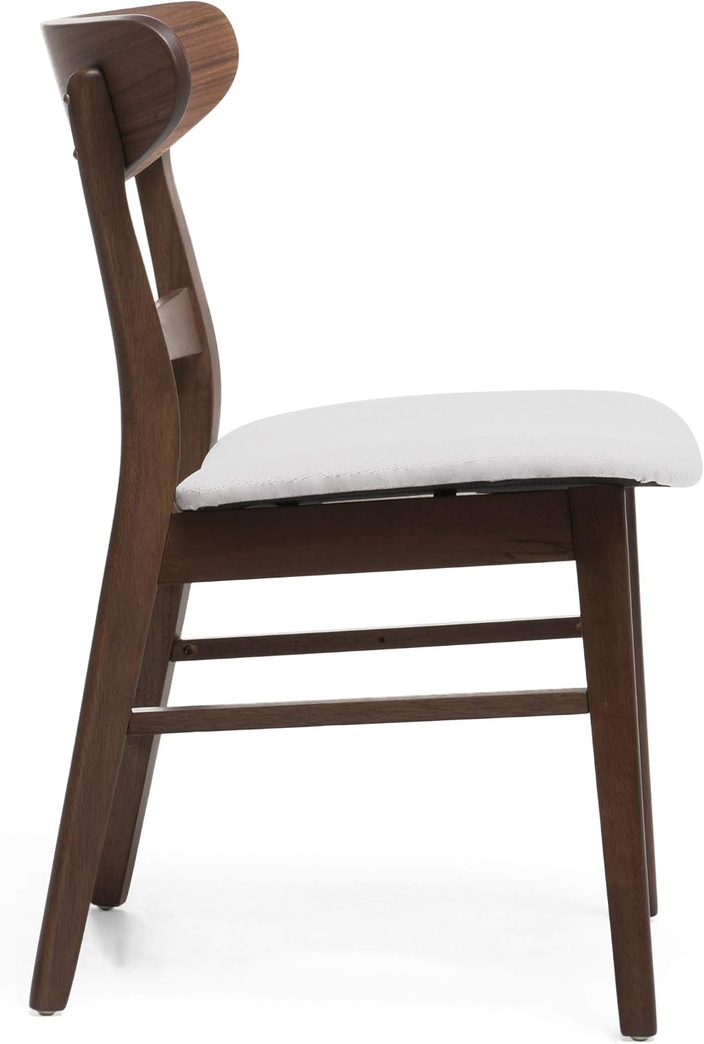 Christopher Knight Home Helen Mid-Century Modern Dining Chairs (Set of 4), Polyester,Rubberwood, Light Beige, Walnut
