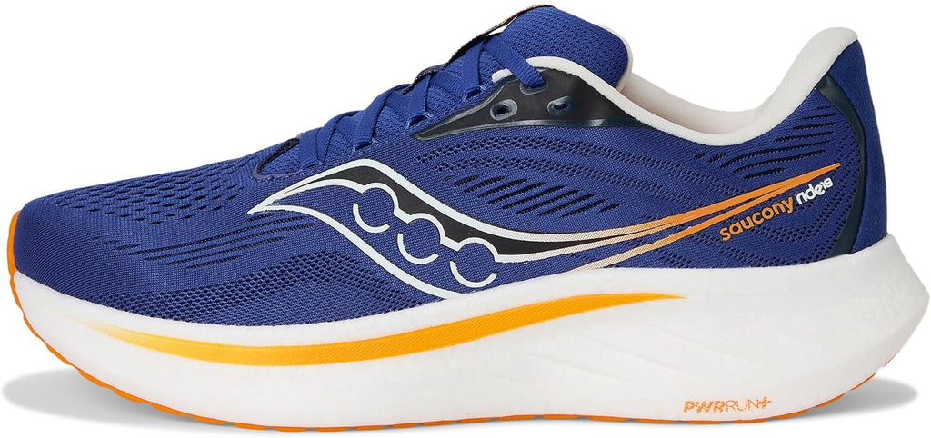 Saucony Men's Ride 18 Sneaker, Azurite/Peel, 9