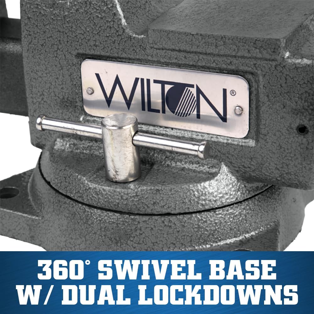 Wilton Mechanics Bench Vise, 4' Jaw Width, 4-1/2' Jaw Opening, 3-7/16' Throat (Model 744)