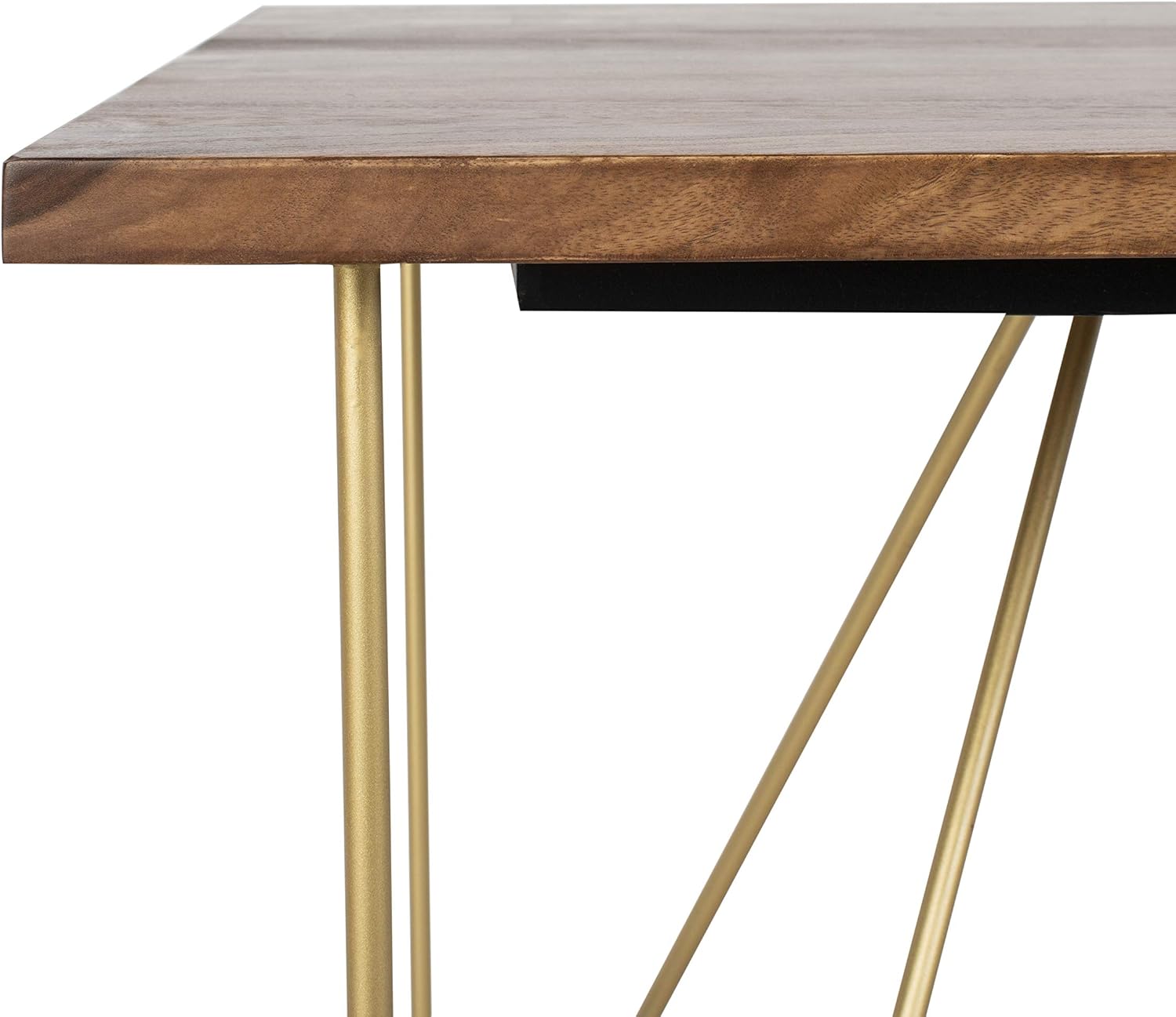 Safavieh Couture Home Captain Modern Walnut and Brass Hairpin Leg Dining Table