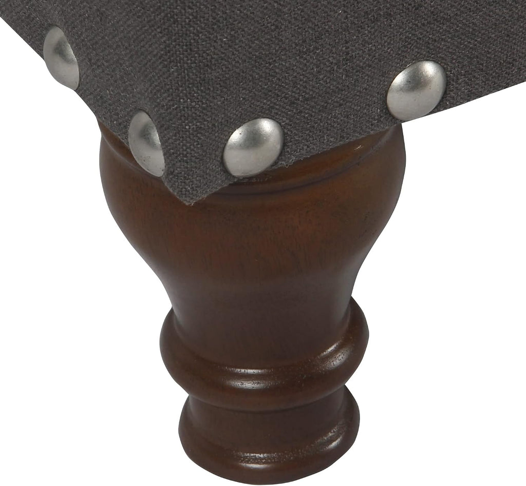 HomePop 42' Storage Bench with Nailhead Trim - Charcoal