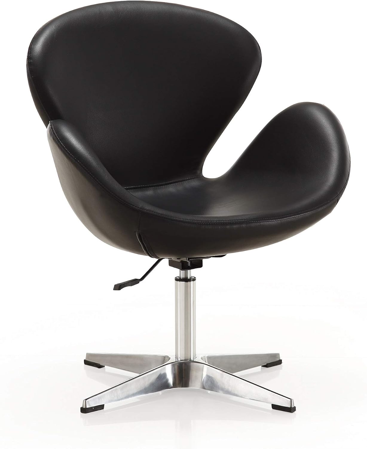 Manhattan Comfort Raspberry Adjustable Swivel Accent Chair with 360° Turn, Polished Chrome Base, Modern Retro Design, Versatile Seat Ideal for Any Room, Set of 2, Black
