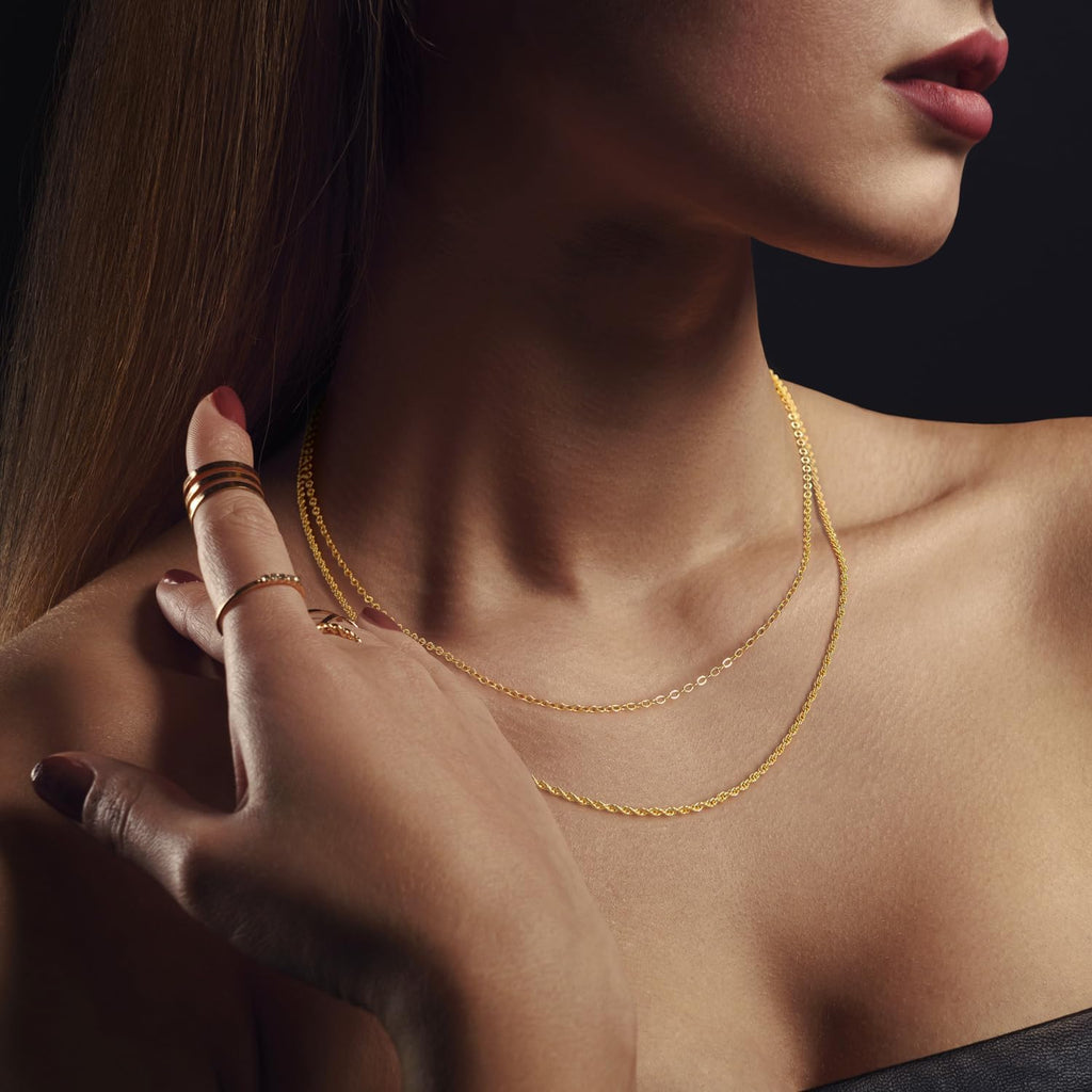 14K Gold Necklaces for Women Trendy 14K Gold Chain for Women Layered Necklaces for Womens Refined Shine and Elegant Presence Chains Necklace Womens 18in+4cm
