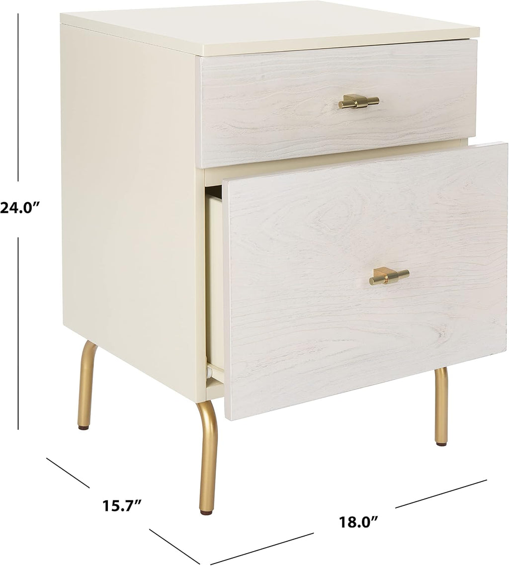 Safavieh Home Collection Genevieve Cream/White Washed 2-Drawer Nightstand