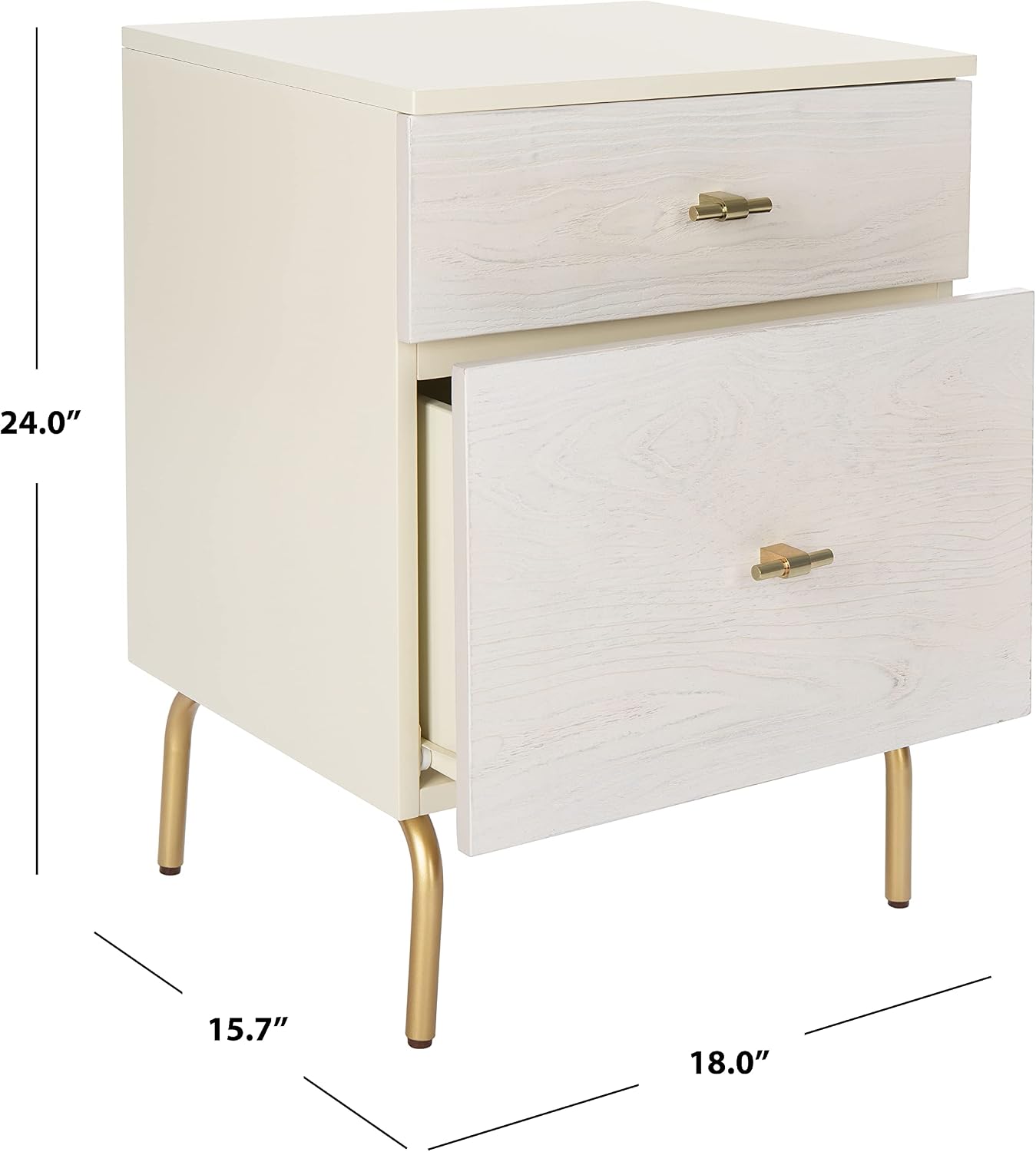 Safavieh Home Collection Genevieve Cream/White Washed 2-Drawer Nightstand