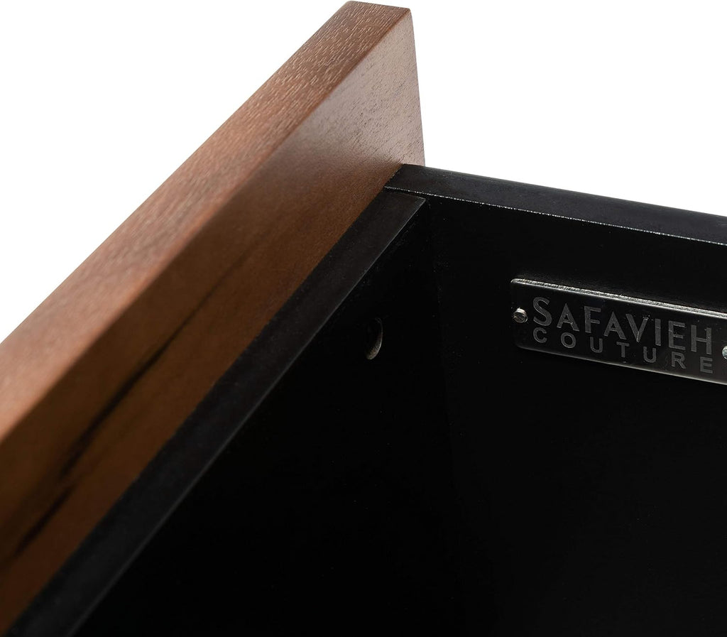 SAFAVIEH Couture Home Collection Adelyn Walnut & Gold 2-Drawer Nightstand Table, Fully Assembled (SFV7209A)