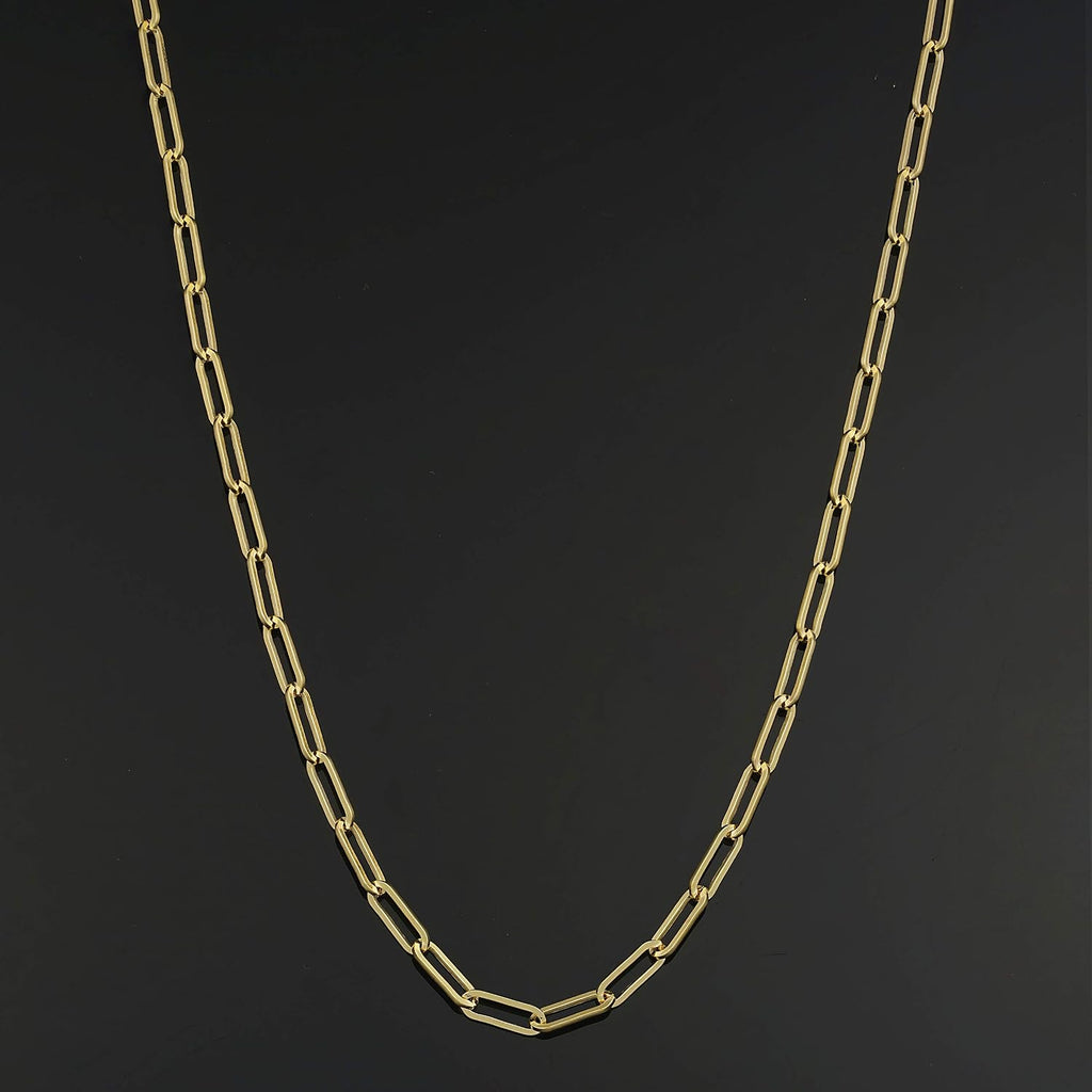 Kooljewelry Womens Minimalist Chain - 14k Gold Filled Paperclip Necklace, Link Jewelry