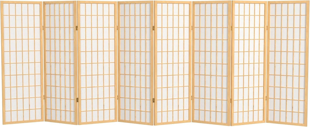 4 ft. Short Window Pane Shoji Screen - Natural - 8 Panels