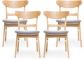 Christopher Knight Home Heather Mid-Century Modern Dining Chairs (Set of 4), Dark Gray and Natural Oak