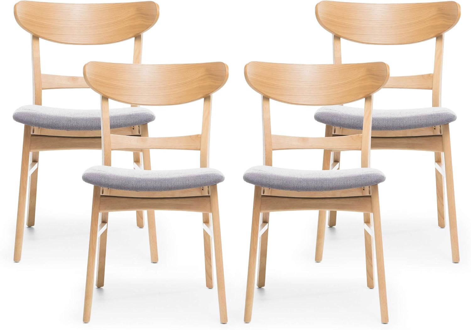 Christopher Knight Home Heather Mid-Century Modern Dining Chairs (Set of 4), Dark Gray and Natural Oak