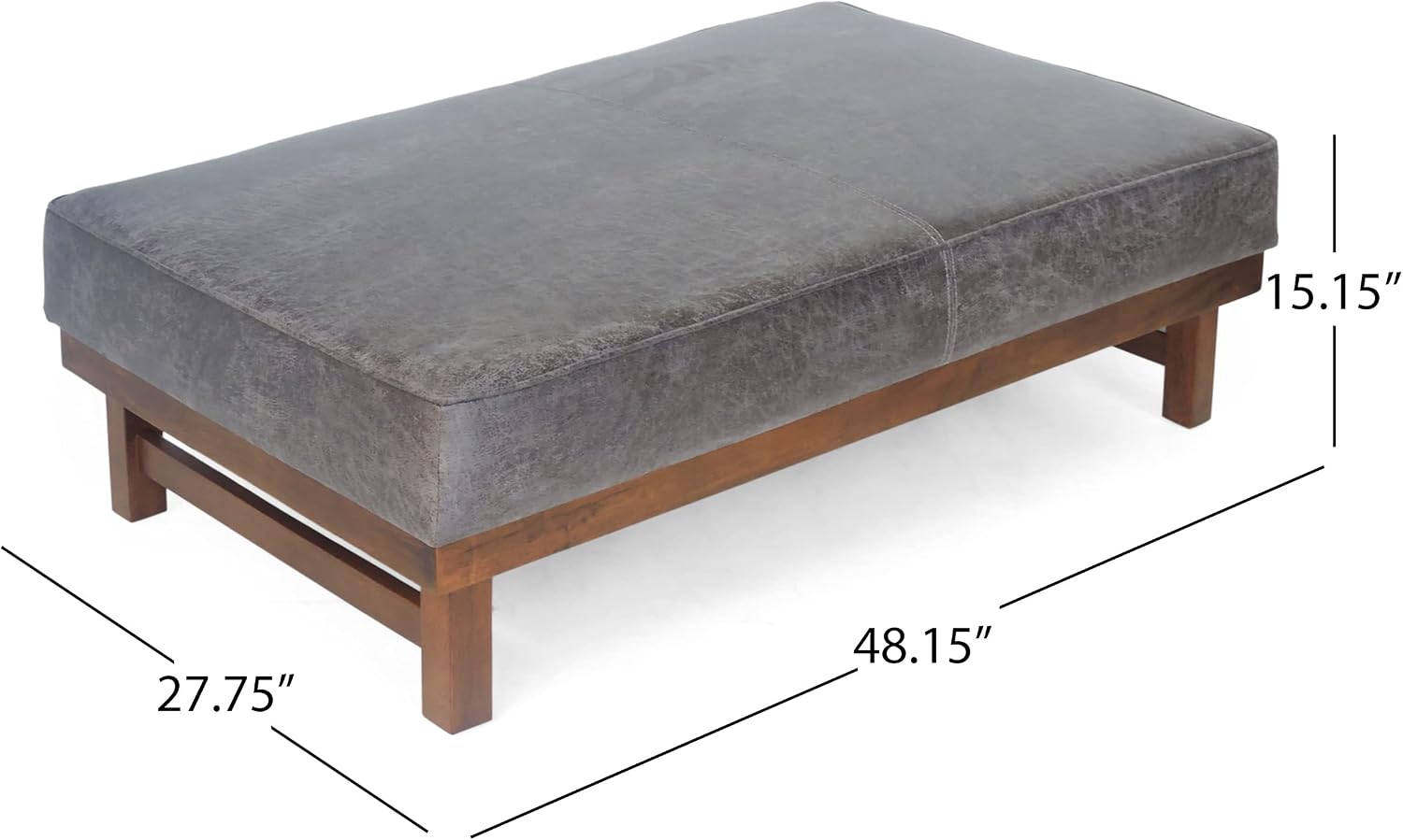 Christopher Knight Home Hillman Cocktail Ottoman, Slate + Walnut