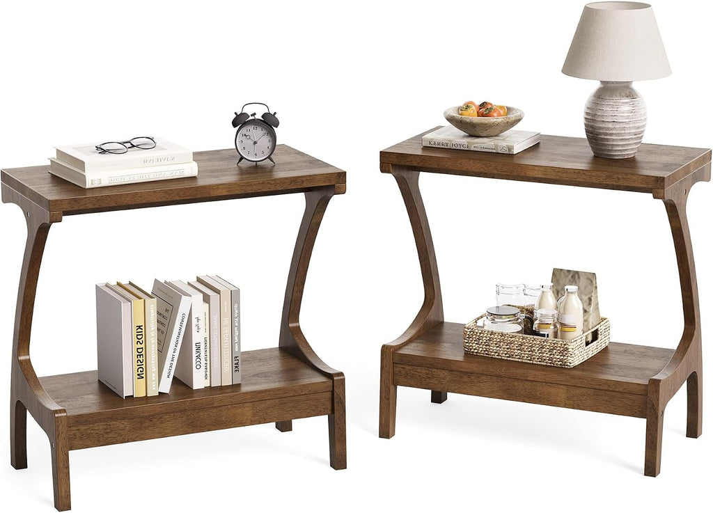 Solid Wood End Table with Storage Shelf, Small Accent Table for Living Room, Bedroom, or Office, Easy Assembly, Compact Side Table for Tight Spaces