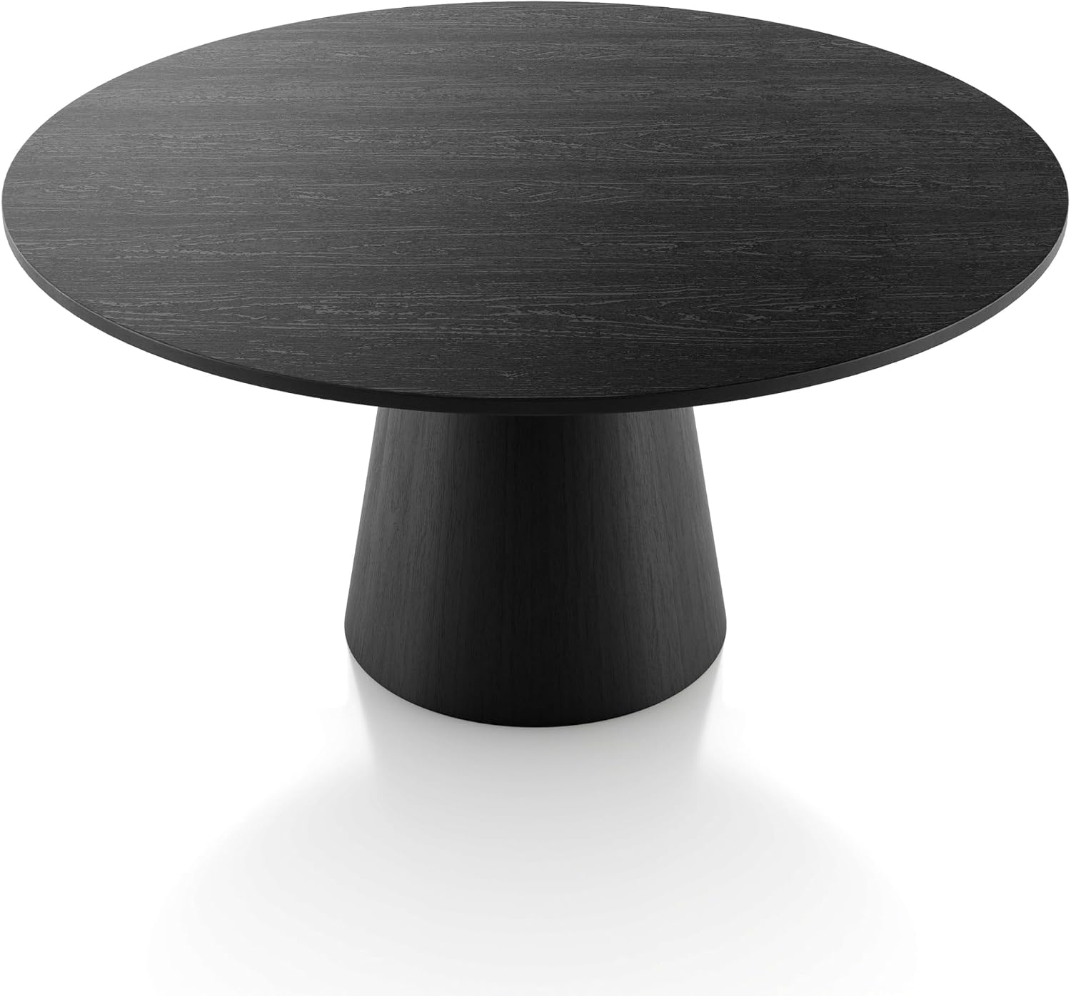Furniture of America Lestara Modern Solid Wood 59-inch Round Dining Table with Tapered Pedestal Base, Seats up to 6, Easy Assembly, for Home, Kitchen, Living Room, Black