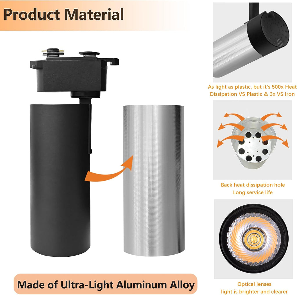 Ultra-Bright Black H Type Track Lighting Kit 3000K Warm White, 12 Heads 20W 2400lm with 13.1FT Track Rails, Dimmable Plug in LED Track Lights Modern Indoor Spotlight Fixture