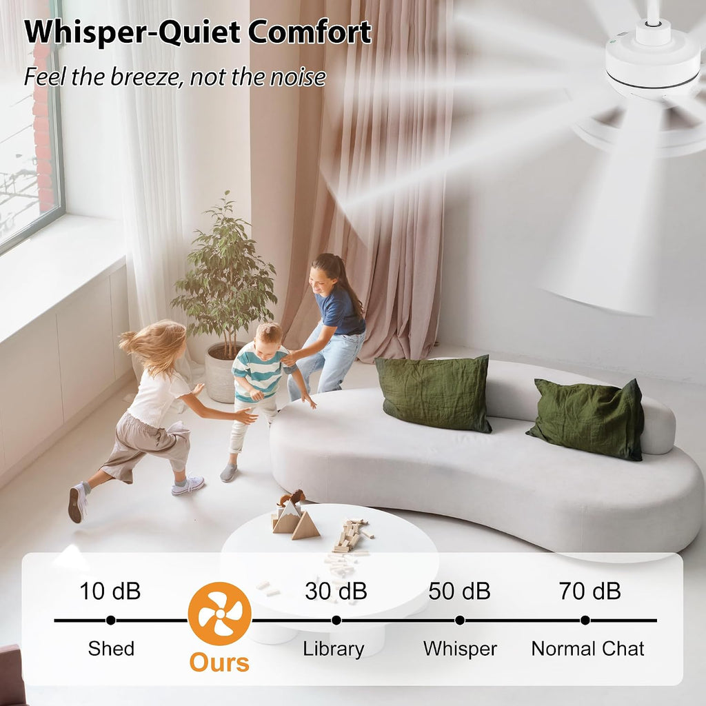 WINGBO 60' Ceiling Fan with Light - Large LED Dimmable Light, 6-Speed Remote Control, Reversible DC Motor, Modern Ceiling Fan 9 Blades for Bedroom, Living Room, Indoor Outdoor White and Oak