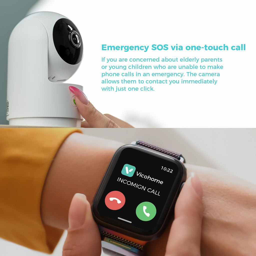 Vicohome AI 2K Outdoor Solar Battery Security Cam & Indoor Plug-in Cam System, Two Way Audio, Motion Detection, 360° View, Easy to Setup, Color Night Vision, Audible Siren, 180 Days Exchange Policy