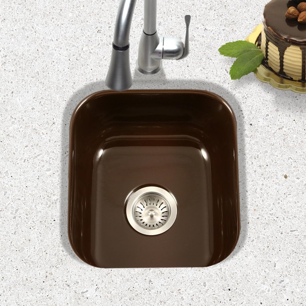 Houzer Porcela Mint Porcelain Enamel Steel Kitchen Sink: 17 Inch Undermount Single Bowl Sink, Durable & Versatile, Essential for Home and Apartment: PCB-1750 MT