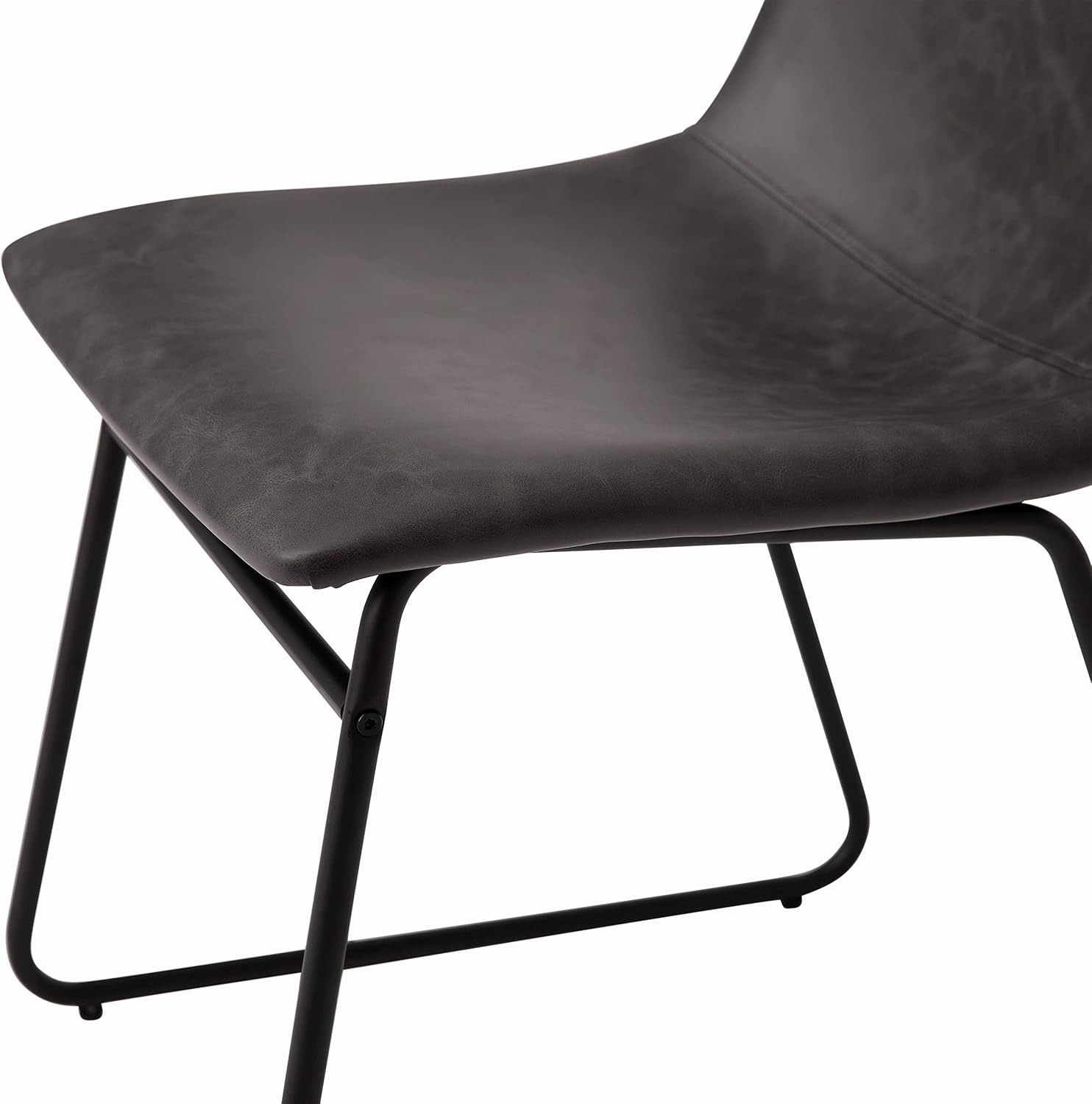 Flash Furniture Butler 18' LeatherSoft Dining Table Height Chairs, Mid-Century Modern Bucket Style Dining Chairs, Set of 2, Dark Gray/Black