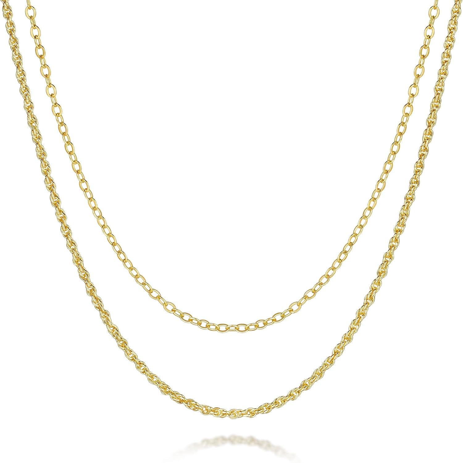 14K Gold Necklaces for Women Trendy 14K Gold Chain for Women Layered Necklaces for Womens Refined Shine and Elegant Presence Chains Necklace Womens 18in+4cm