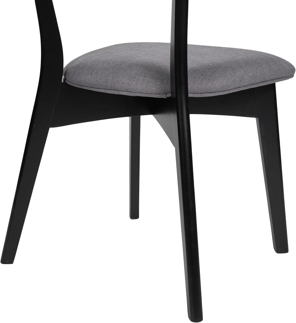 Chazz Upholstered Dining Chairs- Dark Gray/Matte Black (Set of 2)