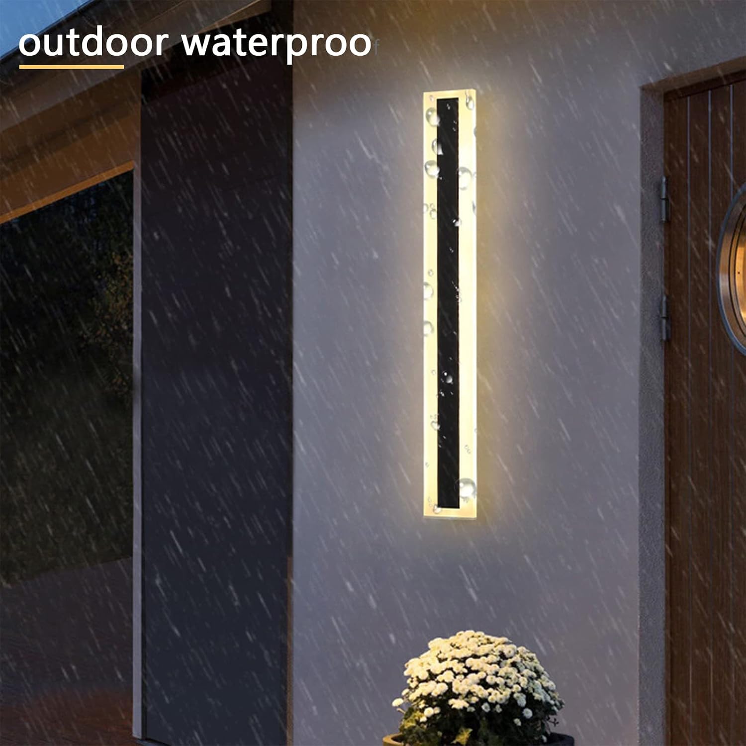 LED Exterior Wall Lighting Black Dimmable Indoor Wall Lights with Remote Control Up Down Modern Wall Lamp Outside Porch Garden Light IP65 Waterproof Wall Sconces Long Strip Spotlight, 100cm Lofty