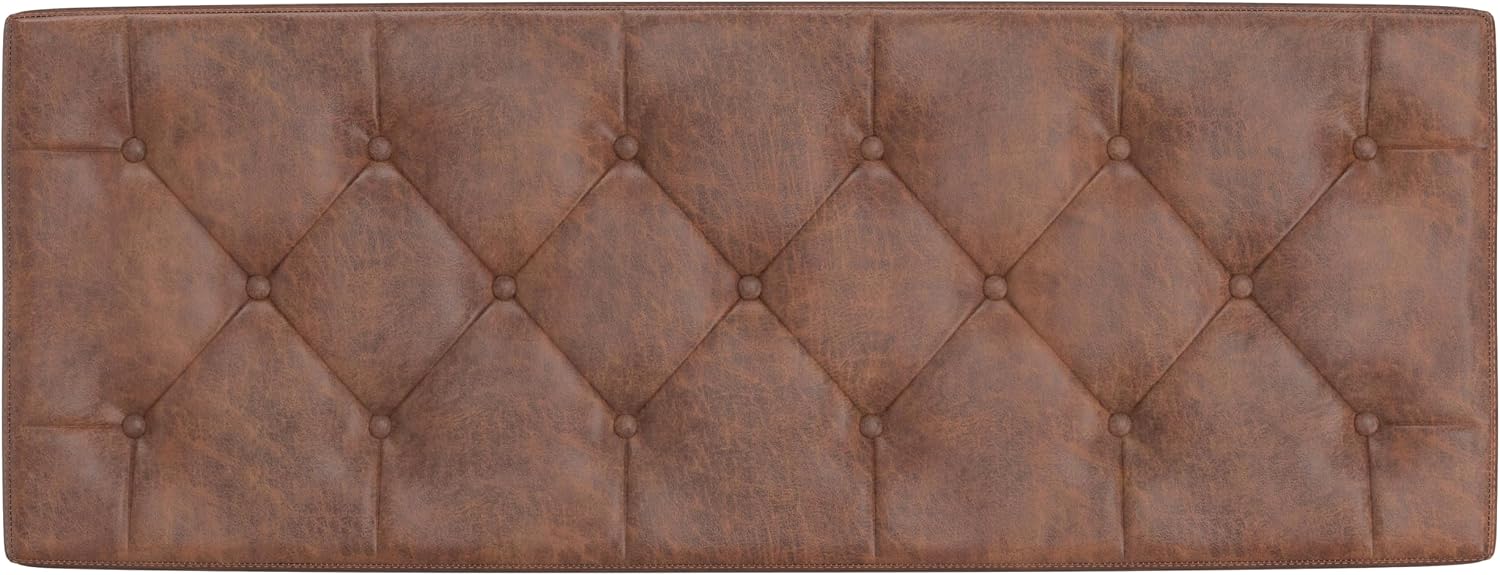 SIMPLIHOME Hamilton Storage Ottoman - 48 inch Wide Upholstered Vegan Leather Rectangle Storage Ottoman Bench in Distressed Umber Brown, Traditional Tufted Ottoman for Living Room with Lift-Up Lid