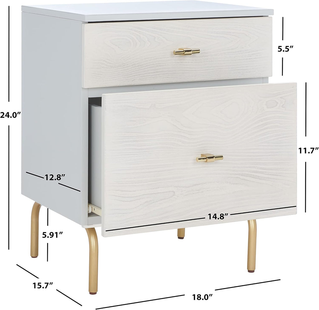 Safavieh Home Collection Genevieve Grey/White Washed 2-Drawer Nightstand